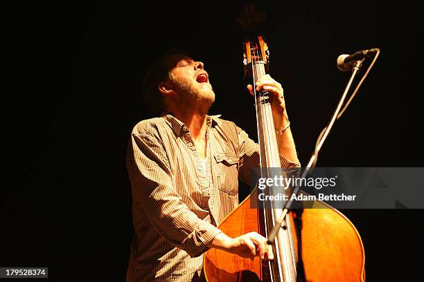 Ted Dwayne of the band Mumford & Sons performs on September 4, 2013 at The Xcel Energy Center in St. Paul, Minnesota.