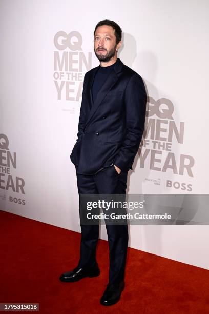 Ebon Moss-Bachrach arrives at the GQ Men Of The Year Awards 2023 at The Royal Opera House on November 15, 2023 in London, England.