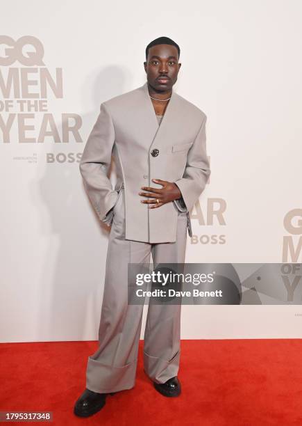 Paapa Essiedu arrives at the GQ Men of the Year Awards in association with BOSS at The Royal Opera House on November 15, 2023 in London, England.