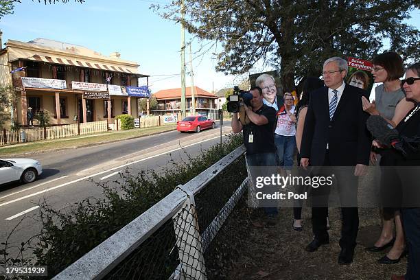 Australian Prime Minister, Kevin Rudd tours the town of Windsor on September 5, 2013 in Windsor, Australia. After spending the morning in Canberra,...