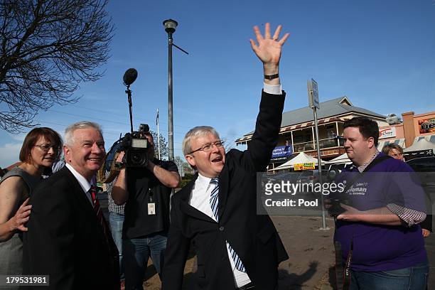 Australian Prime Minister, Kevin Rudd tours the town of Windsor on September 5, 2013 in Windsor, Australia. After spending the morning in Canberra,...