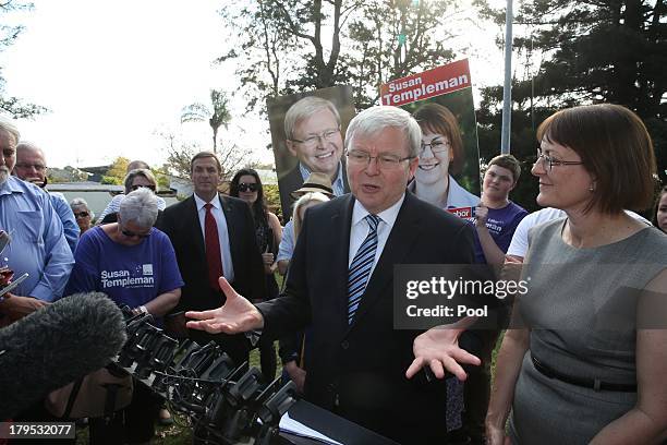 Australian Prime Minister, Kevin Rudd tours the town of Windsor on September 5, 2013 in Windsor, Australia. After spending the morning in Canberra,...