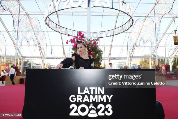 Spins during the Latin Recording Academy Person of The Year Honoring Laura Pausini at FIBES Conference and Exhibition Centre on November 15, 2023 in...