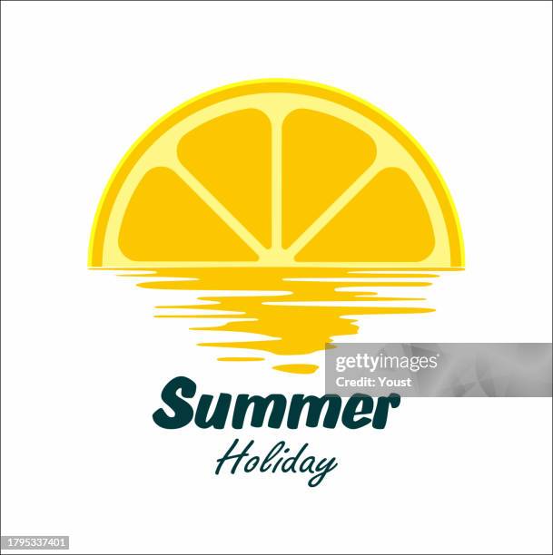 summer tropical fresh orange sunset - summer vacation logo stock illustrations