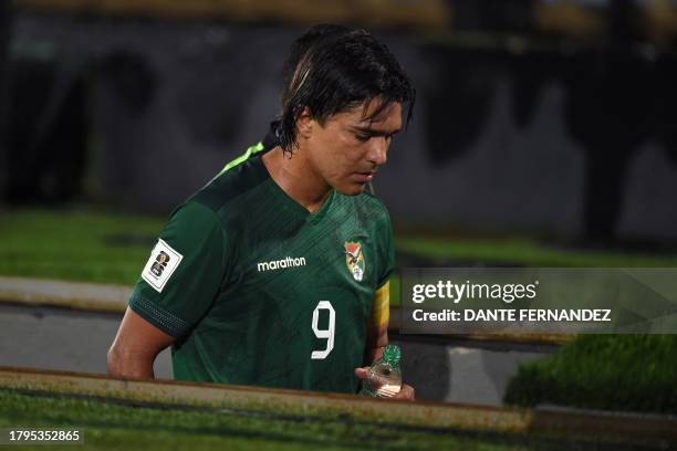 Bolivia's forward Marcelo Martins walks to the dressing room at the end of the first half during the 2026 FIFA World Cup South American qualification...