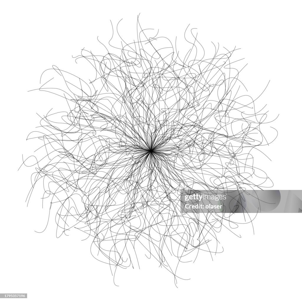 Tangle Image Chaotic Tangle Of Fine Black Lines Converging Into A Central Point On A ...