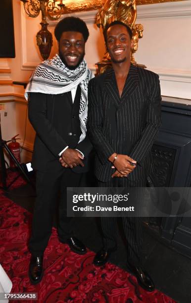 Hope Ikpoku Jnr and Micheal Ward attend the GQ Men of the Year Awards in association with BOSS at The Royal Opera House on November 15, 2023 in...