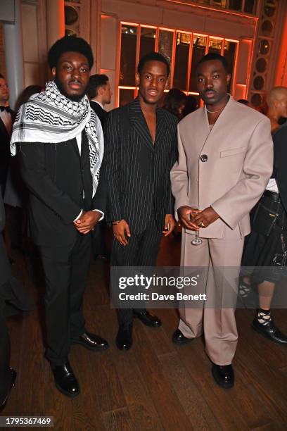 Hope Ikpoku Jnr, Micheal Ward and Paapa Essiedu attend the GQ Men of the Year Awards in association with BOSS at The Royal Opera House on November...