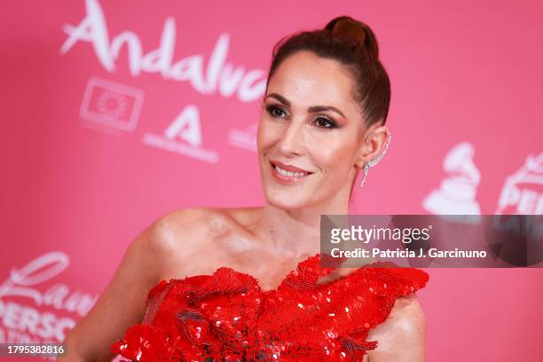 Malu attends The Latin Recording Academy's 2023 Person of the Year Gala Honoring Laura Pausini at FIBES Conference and Exhibition Centre on November...