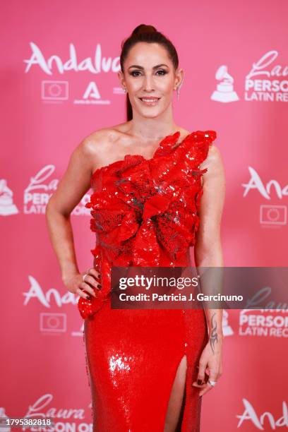 Malu attends The Latin Recording Academy's 2023 Person of the Year Gala Honoring Laura Pausini at FIBES Conference and Exhibition Centre on November...