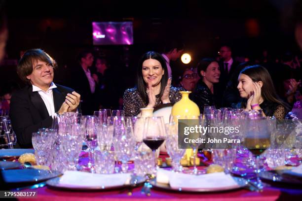 Paolo Carta, Laura Pausini and Paola Carta during the Latin Recording Academy Person of The Year Honoring Laura Pausini at FIBES Conference and...