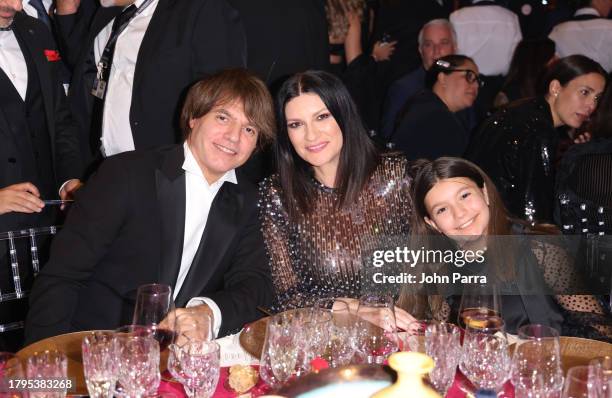 Paolo Carta, Laura Pausini and Paola Carta during the Latin Recording Academy Person of The Year Honoring Laura Pausini at FIBES Conference and...