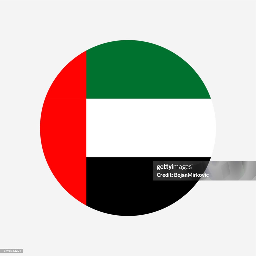 UAE United Arab Emirates circle flag. Vector