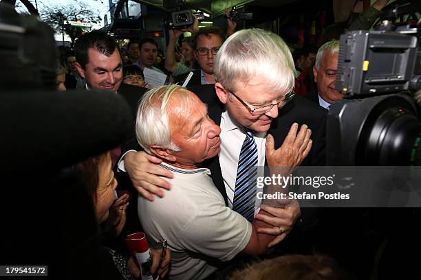 Australian Prime Minister, Kevin Rudd meets with voters in Western Sydney on September 5, 2013 in Sydney, Australia. After spending the morning in...