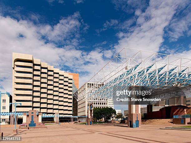 View of Albuquerque, New Mexicos downtown Civic Plaza on September 02, 2013. This was the location for a scene between Jesse Pinkman and Walter White...