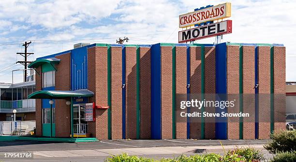 View of the Crossroads Motel on September 02, 2013 in Albuquerque, New Mexico. Hank Schrader took Walter White Jr. To the Crossroads Motel for a...