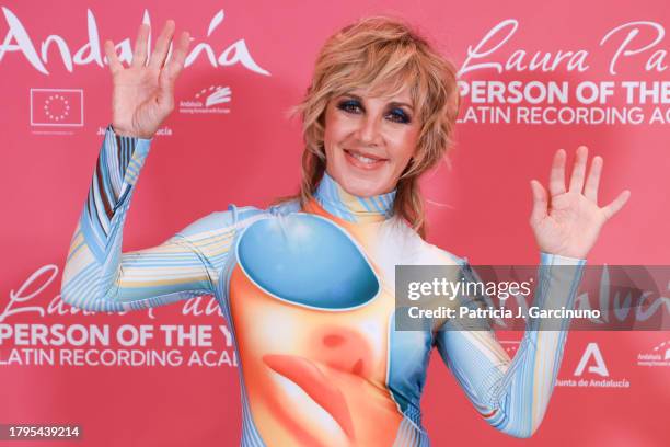 Ana Torroja attends The Latin Recording Academy's 2023 Person of the Year Gala Honoring Laura Pausini at FIBES Conference and Exhibition Centre on...