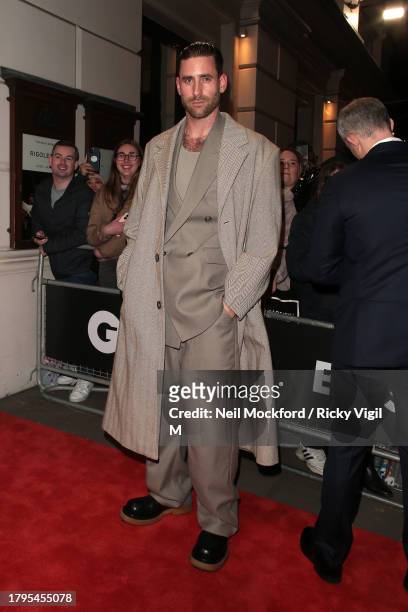 Oliver Jackson-Cohen seen arriving at the GQ Men Of The Year Awards 2023 at The Royal Opera House on November 15, 2023 in London, England.