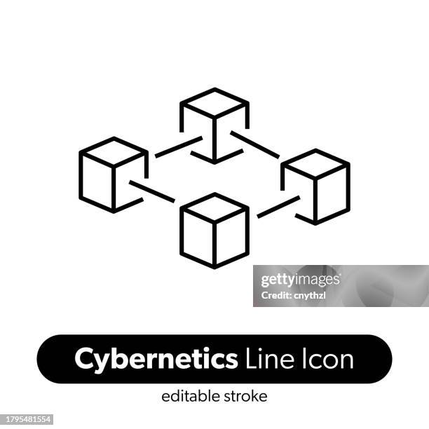 cybernetics line icon. editable stroke vector icon. artificial intelligence, machine learning, technology, big data. - robot arm computer chip stock illustrations