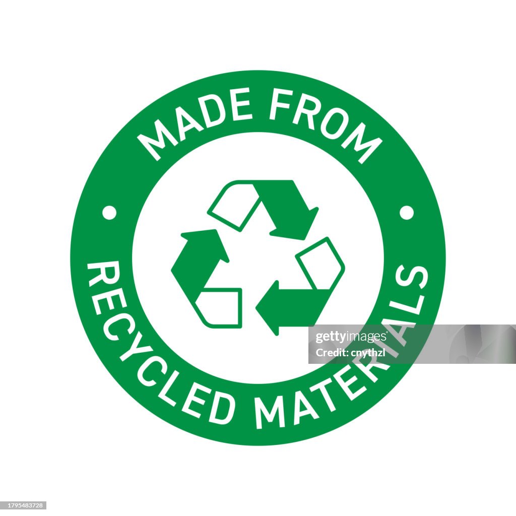 Recycle Label Simple Made From Recycled Materials Badge Label Vector Illustration Recycling ...