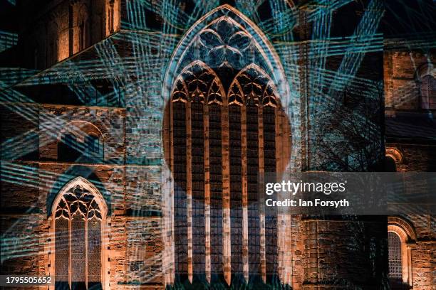 Series of three-dimensional projections called Liquid Geometry by Spanish artist Javier Riera is projected against Durham Cathedral during the...
