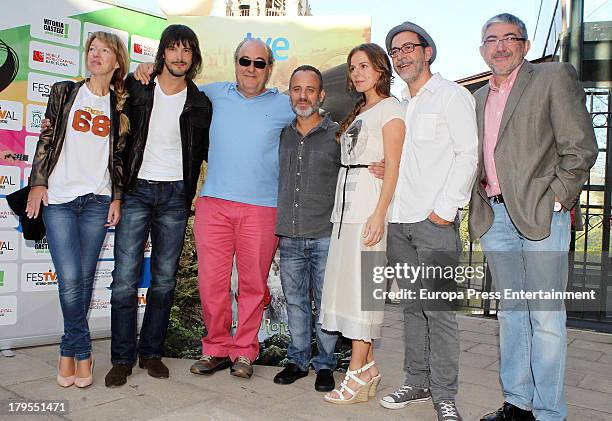 David Janer, Jose Angel Egido, Javier Gutierrez, Miriam Gallego and Santiago Molero attend the 'Aguila Roja' new season presentation during the day...