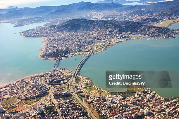 aerial view of florianopolis - brazil - florianópolis imagens e fotografias de stock