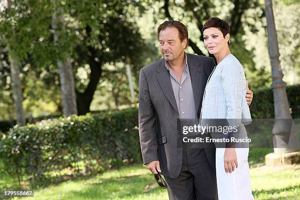 Sebastiano Somma and Vittoria Belvedere attend the "Un Caso Di Coscienza 5" photocall at Casa del Cinema on September 5, 2013 in Rome, Italy.