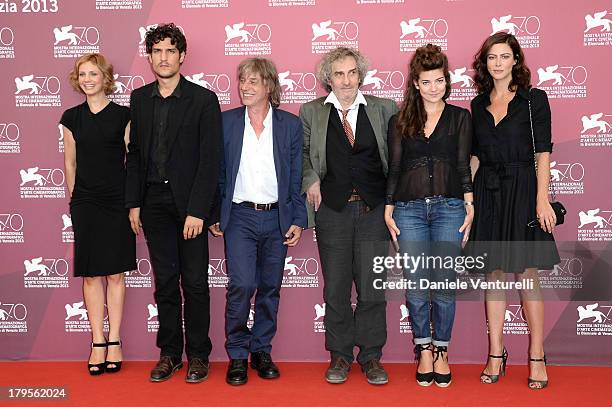 Actors Rebecca Convenant, Louis Garrel, soundtrack composer Jean-Louis Aubert, director Philippe Garrel, actresses Esther Garrel and Anna Mouglalis...