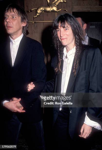 Singer Patti Smith and husband musician Fred "Sonic" Smith attend "That's What Friends Are For: Arista Records' 15th Anniversary Concert" to Benefit...
