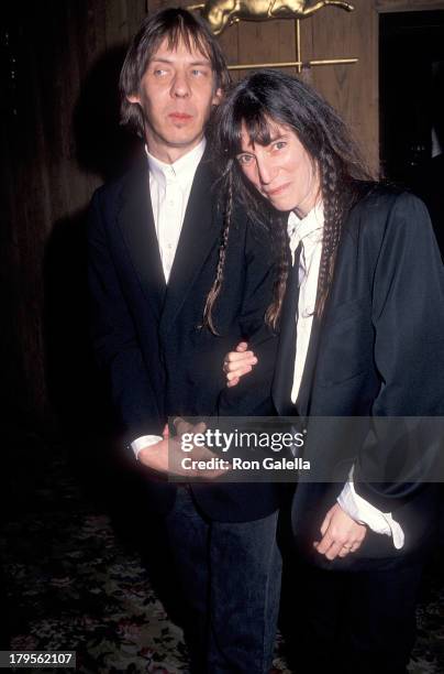 Singer Patti Smith and husband musician Fred "Sonic" Smith attend "That's What Friends Are For: Arista Records' 15th Anniversary Concert" to Benefit...