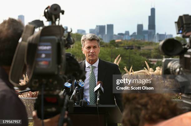 Minneapolis Mayor R.T. Rybak holds a press conference to unveil an advertising campaign called "I Want to Marry You in Minneapolis" on September 5,...