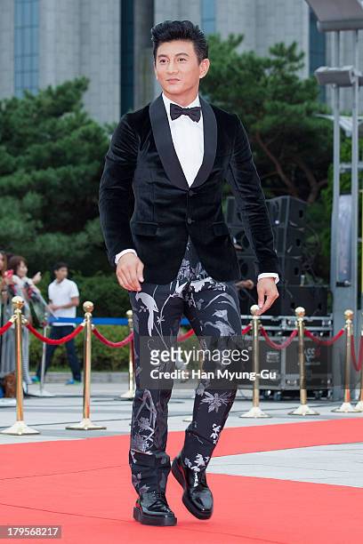 Actor and singer Nicky Wu from Taiwan arrives at the Seoul International Drama Awards 2013 at National Theater on September 5, 2013 in Seoul, South...