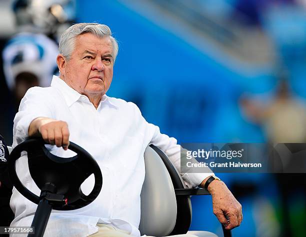 Owner Jerry Richardson of the Carolina Panthers before a game against the Pittsburgh Steelers during a preseason NFL game at Bank of America Stadium...