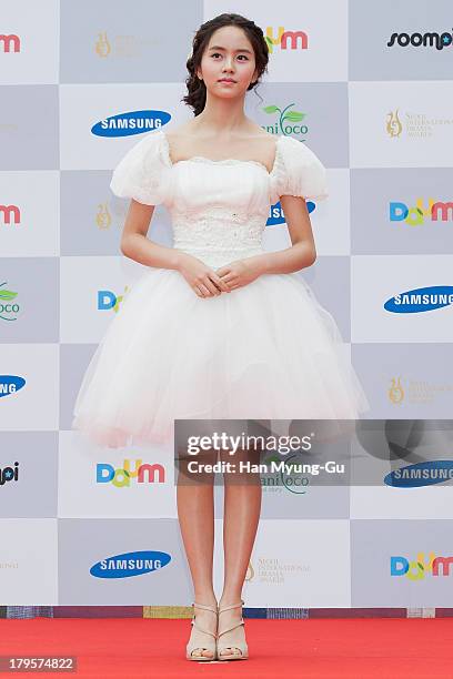 South Korean actress Kim So-Hyun arrives for photographs at the Seoul International Drama Awards 2013 at National Theater on September 5, 2013 in...