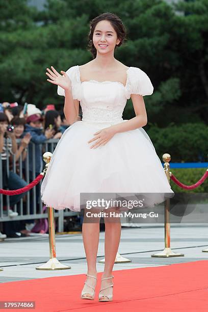 South Korean actress Kim So-Hyun arrives for photographs at the Seoul International Drama Awards 2013 at National Theater on September 5, 2013 in...