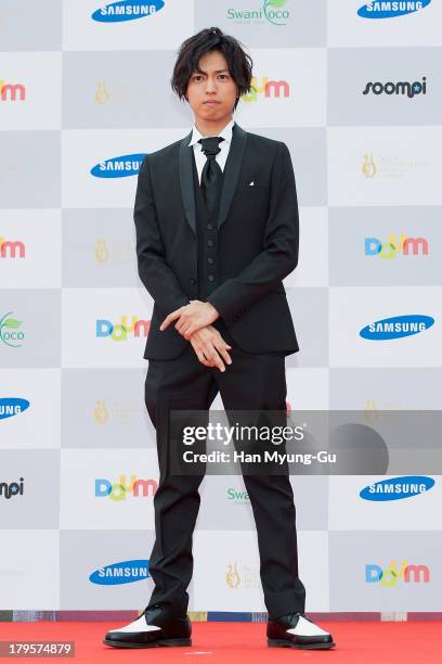 Actor Renn Kiriyama from Japan arrives for photographs at the Seoul International Drama Awards 2013 at National Theater on September 5, 2013 in...