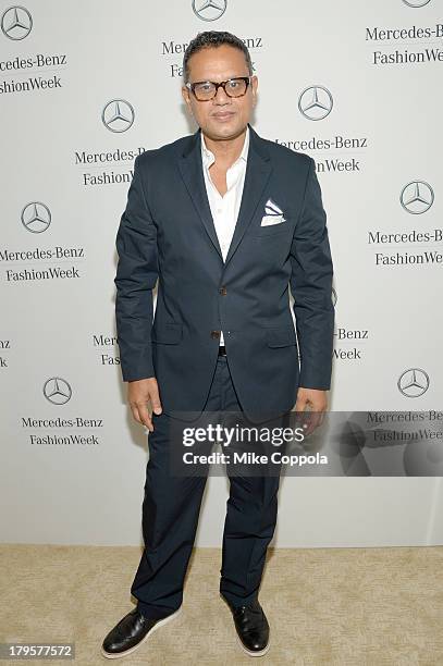 Designer Naeem Khan attends the Mercedes-Benz Star Lounge during Mercedes-Benz Fashion Week Spring 2014 at Lincoln Center on September 5, 2013 in New...