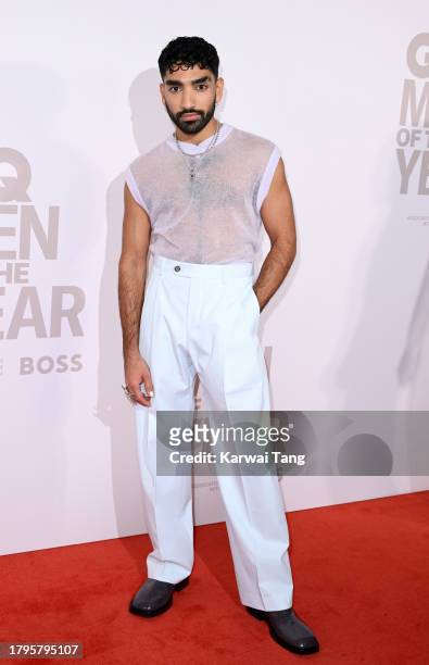 Mawaan Rizwan arrives at the GQ Men Of The Year Awards 2023 at The Royal Opera House on November 15, 2023 in London, England.