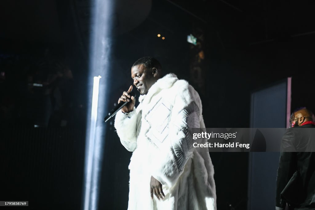 Akon Rapper Concert Akon performs onstage during