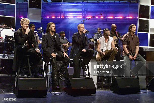 Episode 2017 -- Pictured: Nick Carter, Brian Littrell, AJ McLean, Kevin Richardson, Howie Dorough of musical guest The Backstreet Boys perform on...