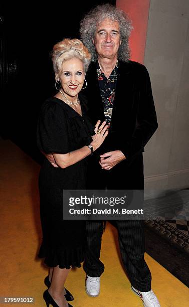 Anita Dobson and Brian May attend the Queen AIDS Benefit in support of The Mercury Phoenix Trust at One Mayfair on September 5, 2013 in London,...