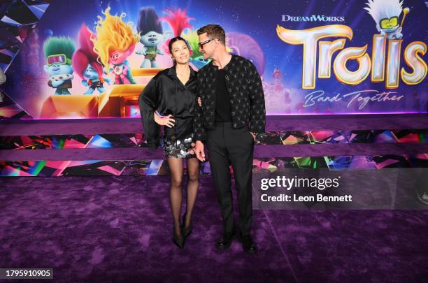 Jessica Bieland Justin Timberlake attend the special screening of Universal Pictures' "Trolls: Band Together" at TCL Chinese Theatre on November 15,...