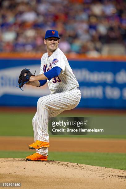 National League All-Star Matt Harvey of the New York Mets pitches during the 84th MLB All-Star Game on July 16, 2013 at Citi Field in the Flushing...