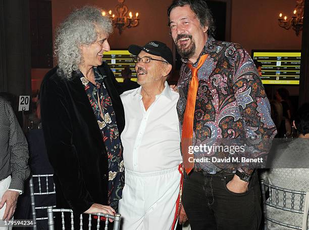 Brian May, Jim Beach and Stephen Fry attend the Queen AIDS Benefit in support of The Mercury Phoenix Trust at One Mayfair on September 5, 2013 in...