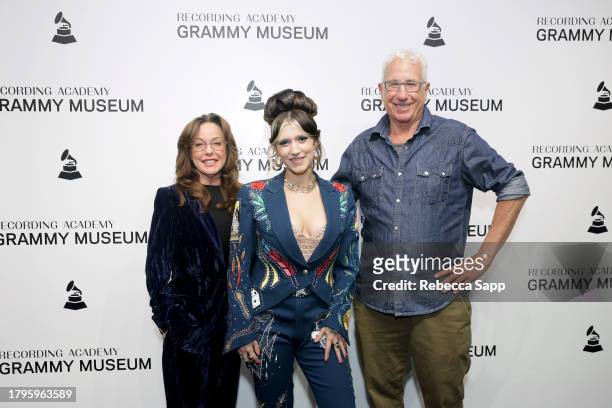 Polly Parsons, Sierra Ferrell, and David Prinz attend Celebrating Gram Parsons, Amoeba Music, and RSD Black Friday at The GRAMMY Museum on November...