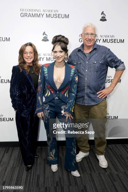 Polly Parsons, Sierra Ferrell, and David Prinz attend Celebrating Gram Parsons, Amoeba Music, and RSD Black Friday at The GRAMMY Museum on November...