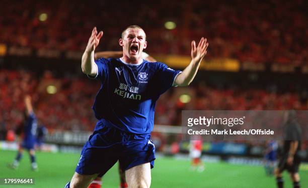 Premiership Football - Charlton Athletic v Everton, Wayne Rooney celebrates after scoring for Everton.