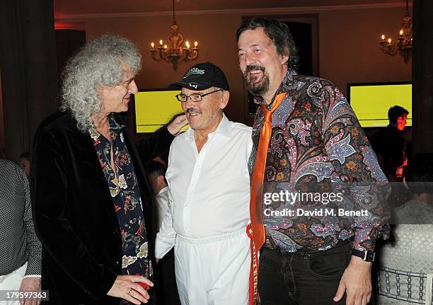 Brian May, Jim Beach and Stephen Fry attend the Queen AIDS Benefit in support of The Mercury Phoenix Trust at One Mayfair on September 5, 2013 in...