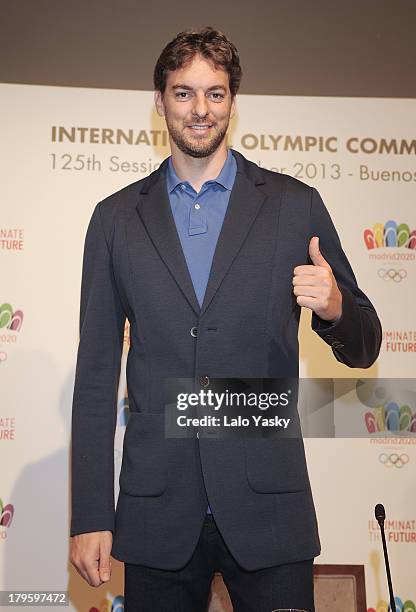 Los Angeles player Pau Gasol attends the 'Madrid 2020' Press Conference at NH City Hotel on September 5, 2013 in Buenos AIres, Argentina